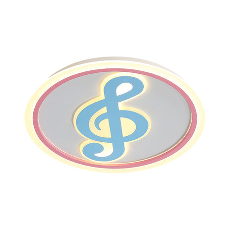 Modern Led Acrylic Flush Light - Blue Music Note Shaped Ceiling Lamp In White/Warm