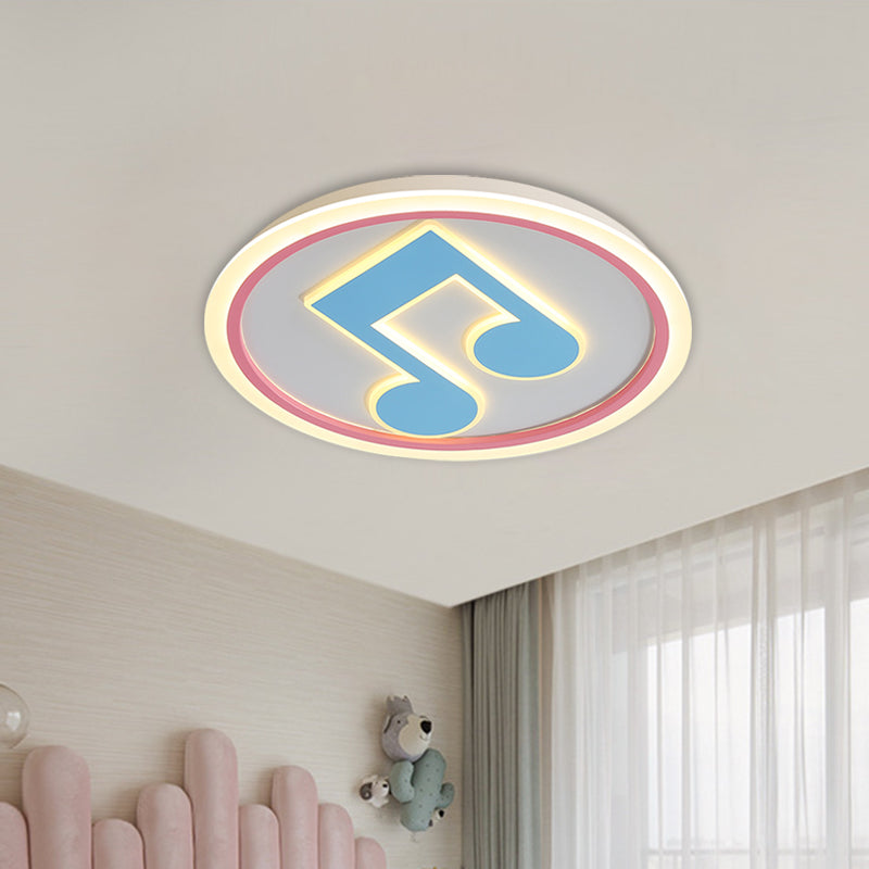 Modern Led Acrylic Flush Light - Blue Music Note Shaped Ceiling Lamp In White/Warm