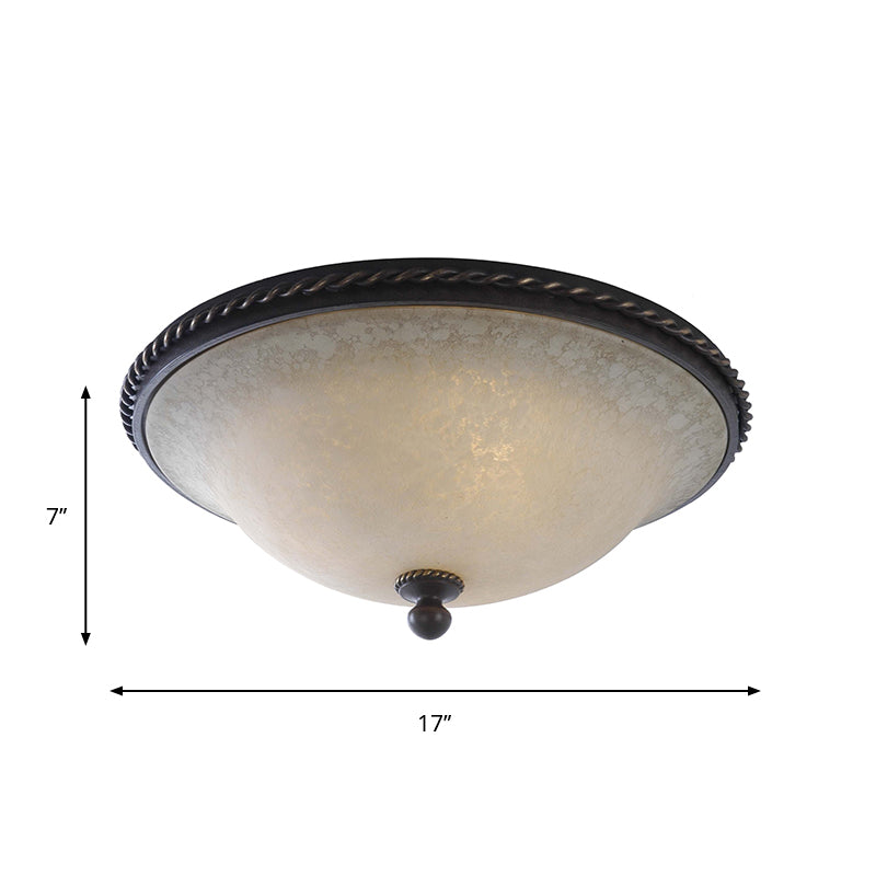 3 - Head Frosted Glass Dome Ceiling Light With Traditional Style And Black Flush Mount