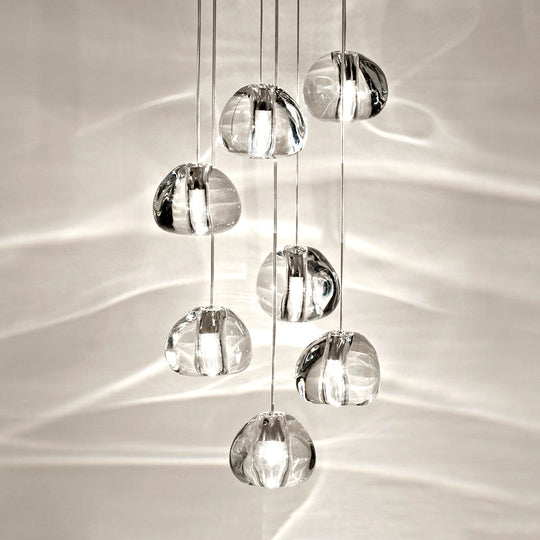 Irregular Crystal Ball Pendant Light With 5/7 Lights For Minimalistic Living Room Decor
