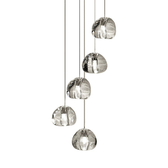 Irregular Crystal Ball Pendant Light With 5/7 Lights For Minimalistic Living Room Decor