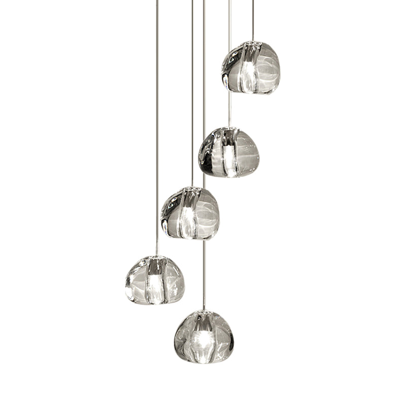 Irregular Ball Crystal Pendant Light - 5/7 Lights Cluster For Living Room Minimal Clear Hanging
