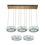 Bronze Ring Crystal Pendant Ceiling Light With Led - Multi-Bulb Dining Room Lamp