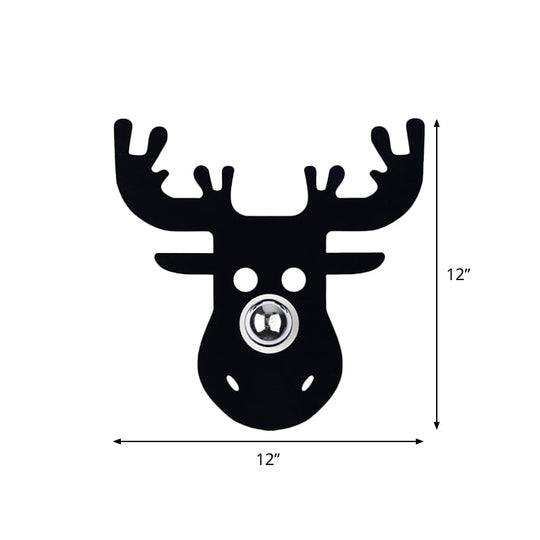 Modern Black Wall Light With Deer Metal Shade For Bedroom Sconce Lighting