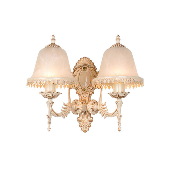Classic Beige Frosted Glass Wall Sconce Lamp - Elegant Light Fixture For Living Room
