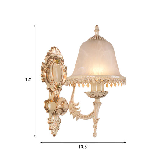 Classic Beige Frosted Glass Wall Sconce Lamp - Elegant Light Fixture For Living Room