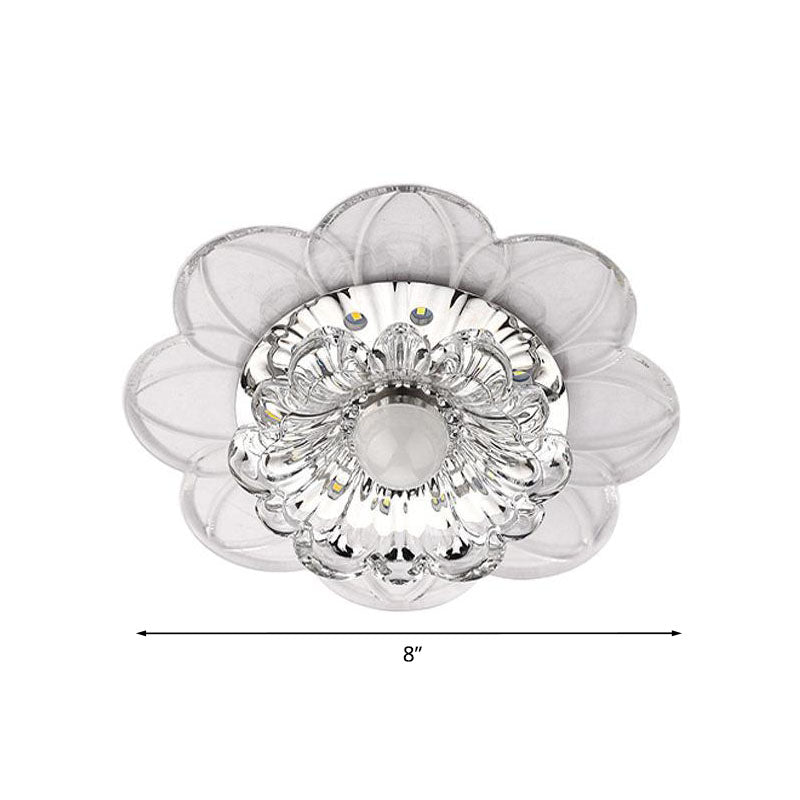 Contemporary Led Flower Flushmount Ceiling Light W/ Clear Crystals - Warm White & Multi Color