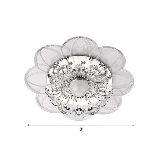 Contemporary Led Flower Flushmount Ceiling Light W/ Clear Crystals - Warm White & Multi Color