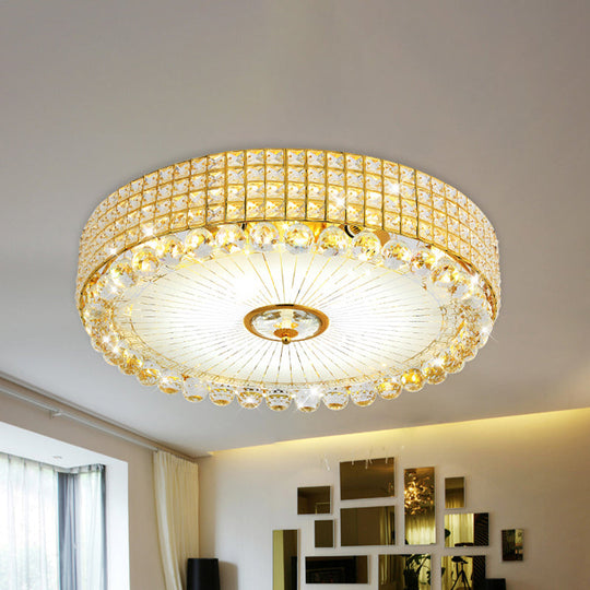 Contemporary Round Crystal Flush Light - 16/24 Led Bedroom Ceiling Lamp In Silver/Gold Gold / 16