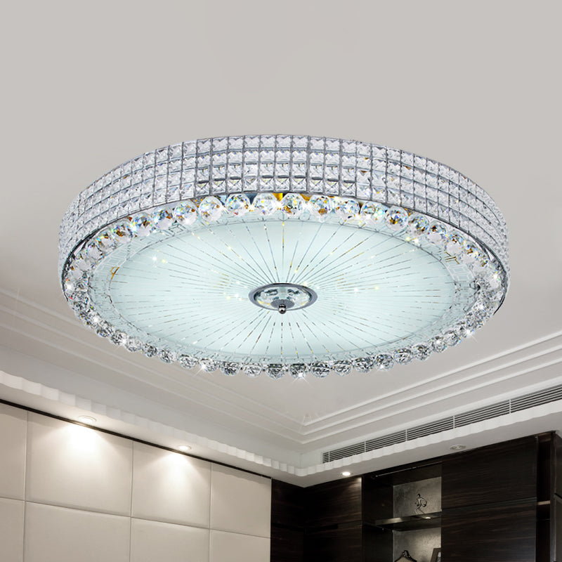 Contemporary Round Crystal Flush Light - 16’/24’ Led Bedroom Ceiling Lamp In Silver/Gold Silver