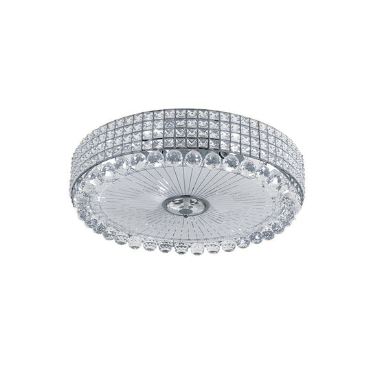 Contemporary Round Crystal Flush Light - 16’/24’ Led Bedroom Ceiling Lamp In Silver/Gold
