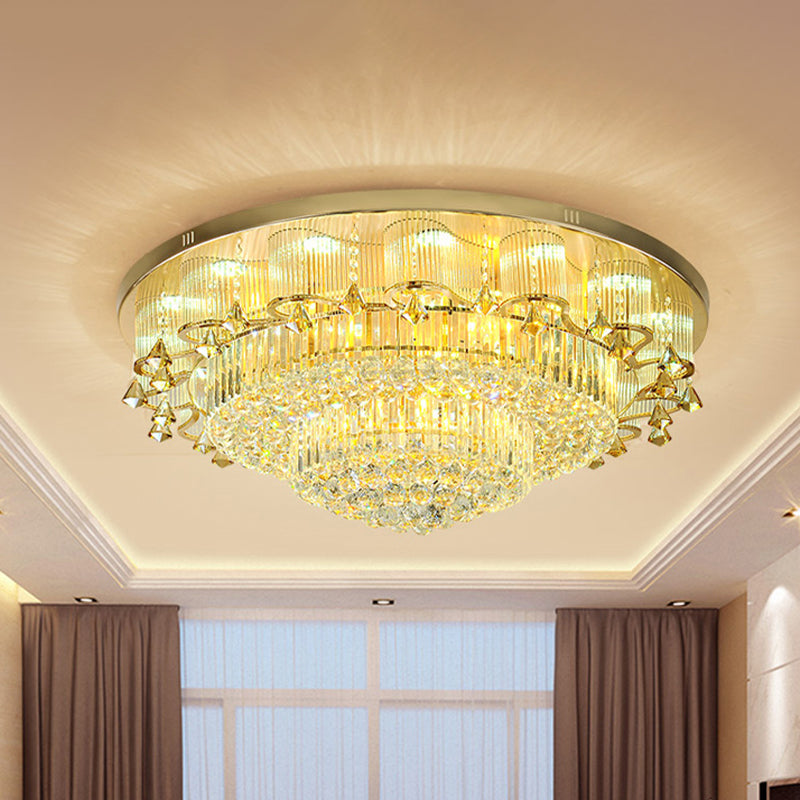 Minimalist Crystal Led Flushmount Ceiling Light In Gold