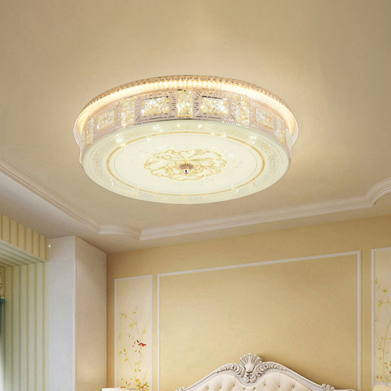Modern Gold Led Crystal Flush Mount Spotlight - Elegant Flower Pattern Ceiling Light For Living Room