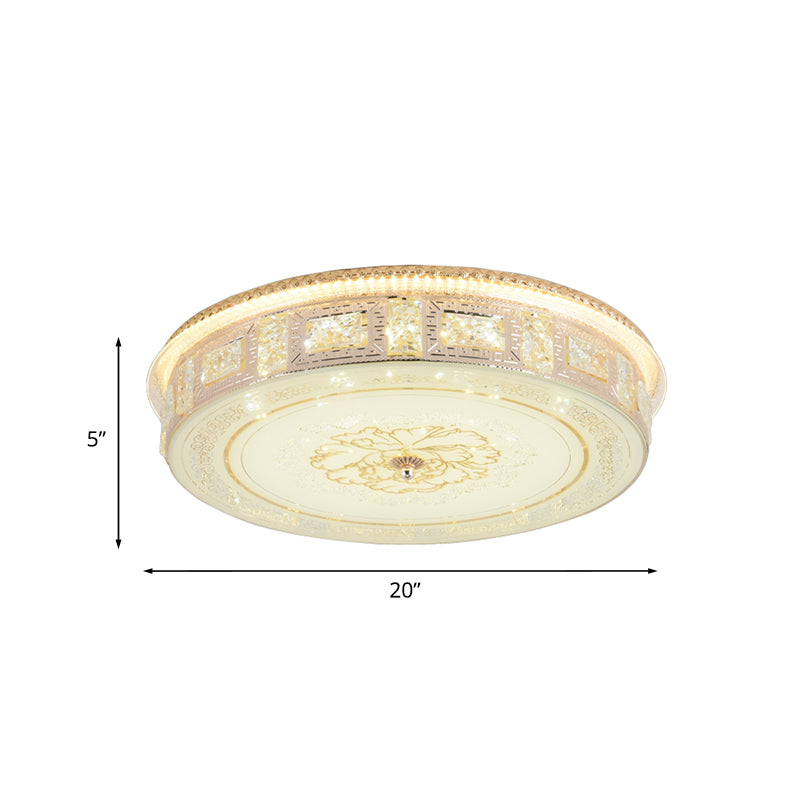 Modern Gold Led Crystal Flush Mount Spotlight - Elegant Flower Pattern Ceiling Light For Living Room