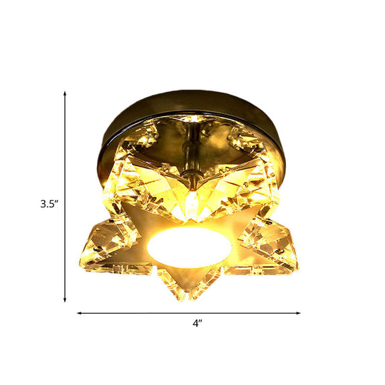 Contemporary Led Star Shaped Ceiling Mounted Fixture - Clear Crystal Nickel Warm/White Light Bedroom