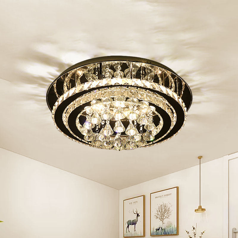 Minimal Chrome Led Crystal Teardrop Flush Mount Ceiling Light