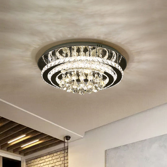 Minimal Chrome Led Crystal Teardrop Flush Mount Ceiling Light