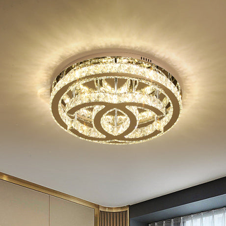 Contemporary Led Bedroom Ceiling Light In Chrome With Double C Shape Design