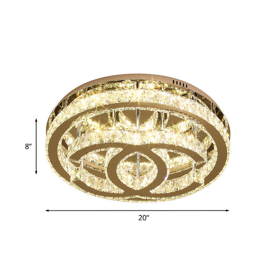 Contemporary Led Bedroom Ceiling Light In Chrome With Double C Shape Design