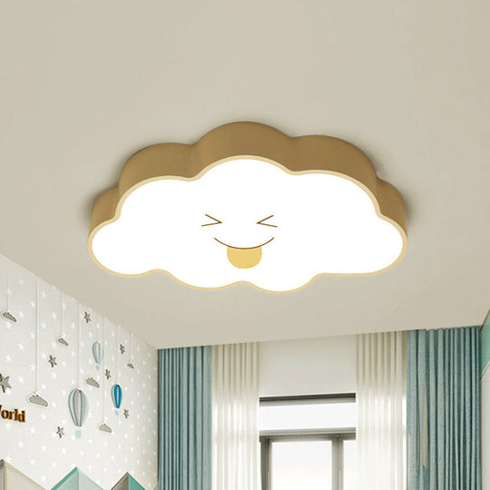Cartoon Nursery Led Ceiling Light With Cloud Acrylic Shade White / B