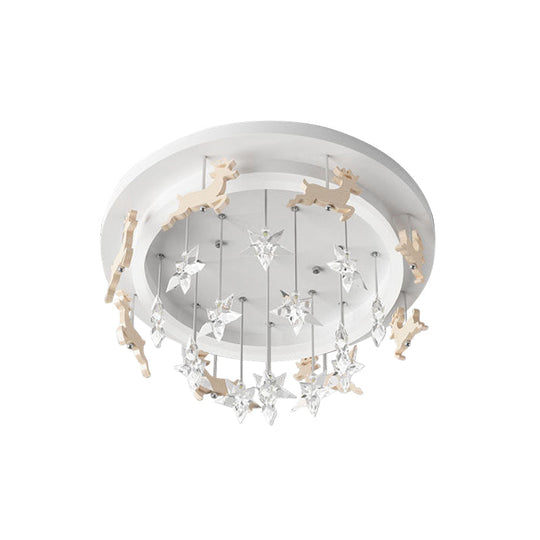 Elk Carousel Acrylic Semi Mount Lighting: Kid’s White Led Ceiling Flush Light In Warm/White