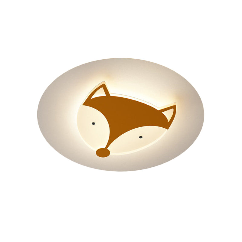 Kids Style Fox/Deer Child-Care Center Ceiling Lamp - Acrylic Led Flush Mount In Blue/Coffee With
