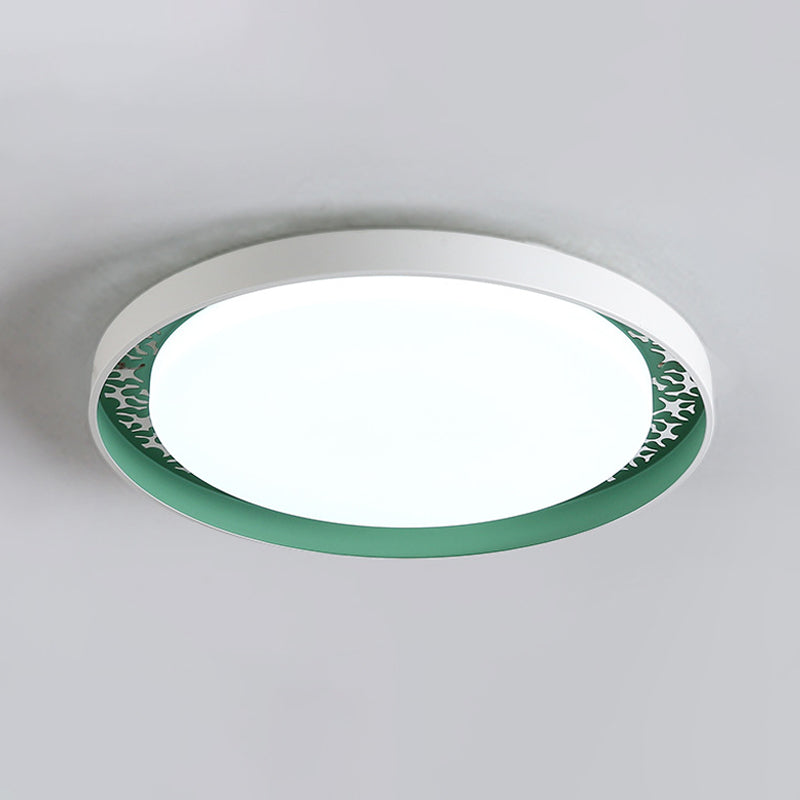 Minimalist Disc Ceiling Flush Led Lighting For Children’s Bedrooms - White/Green/Pink Colors