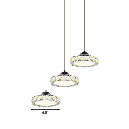 Crystal Led Dining Room Pendant Light Kit In Warm/White - Modern Round Design