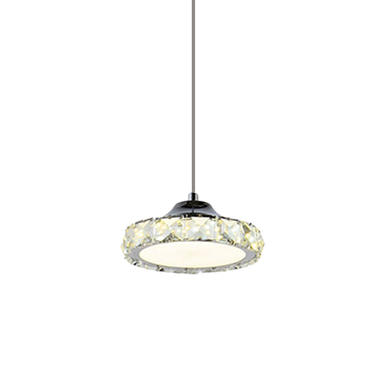 Led Crystal Ceiling Pendant Light In Chrome Finish With Warm/White For Dining Room