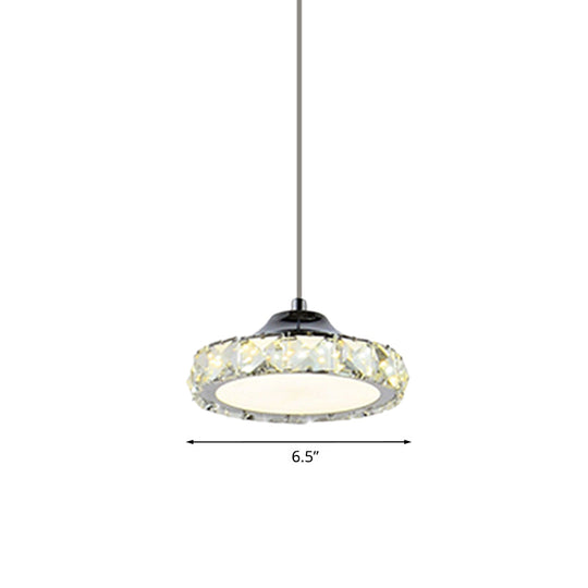 Led Crystal Ceiling Pendant Light In Chrome Finish With Warm/White For Dining Room