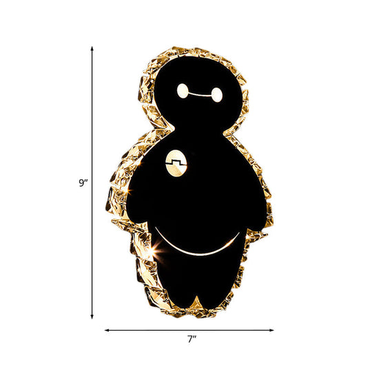 Cartoon Snow Man Wall Mount Light Fixture With Chrome Finish Led Bedroom Lighting In Warm/White