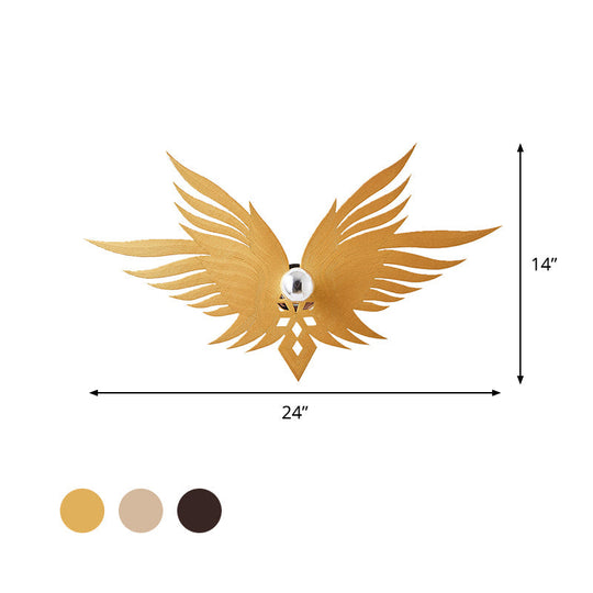 Nordic Wood Carved Eagle Wall Sconce With Beige/Gold/Coffee Lighting For Sitting Rooms