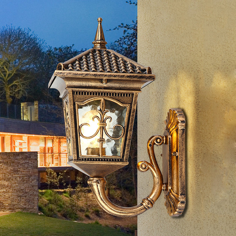 Farmhouse Wall Mount Lantern Light With Clear Glass Shade - Black/Bronze Finish 1 Bronze