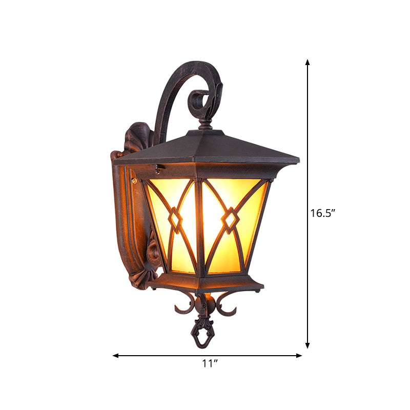 Rustic Yellow Glass Wall Sconce - Outdoor Lantern Light Idea