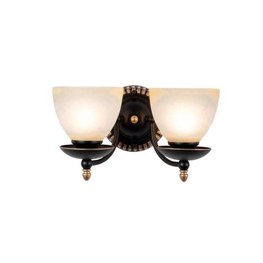 Traditional Black Frosted Glass Sconce Wall Light Fixture For Bedroom