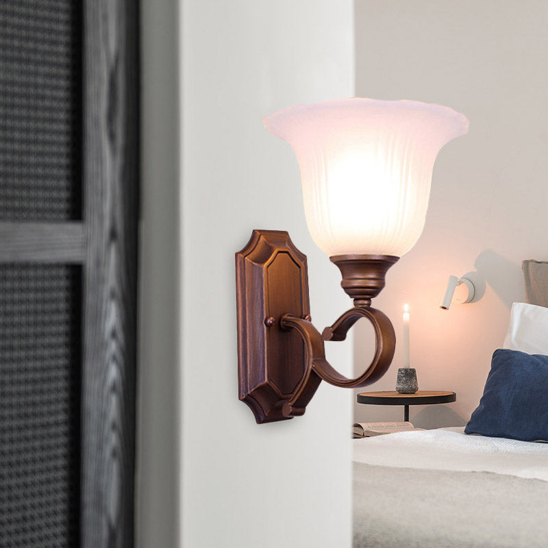 Vintage Ivory Glass Wall Sconce Lamp For Coffee Blossom Living Room Décor