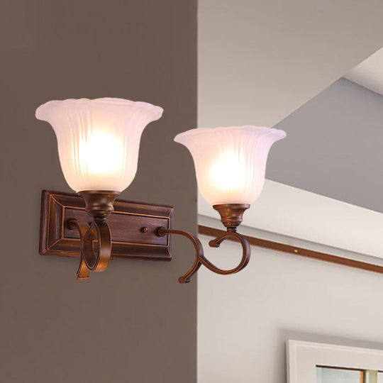 Vintage Ivory Glass Wall Sconce Lamp For Coffee Blossom Living Room Décor