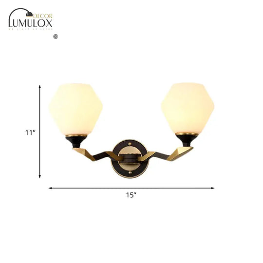 Hexagon Wall Light Black And Gold Frosted Glass Lighting Fixture