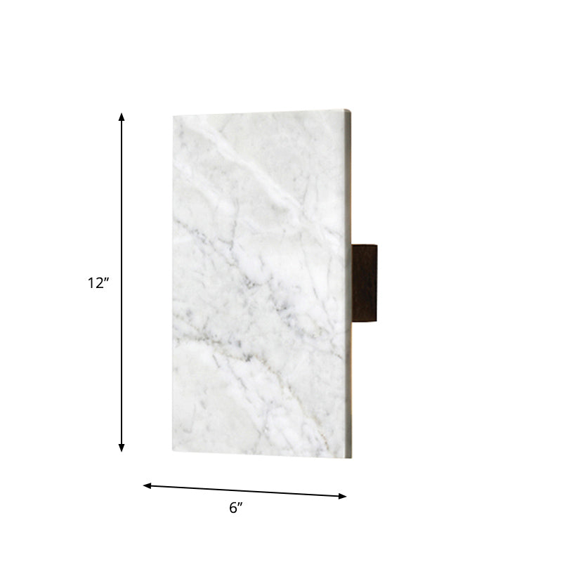 Grey Wall Sconce With Rectangle Marble Shade - 2 Lights Bedside Mounted Lamp