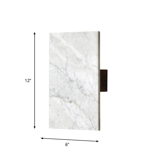 Grey Wall Sconce With Rectangle Marble Shade - 2 Lights Bedside Mounted Lamp