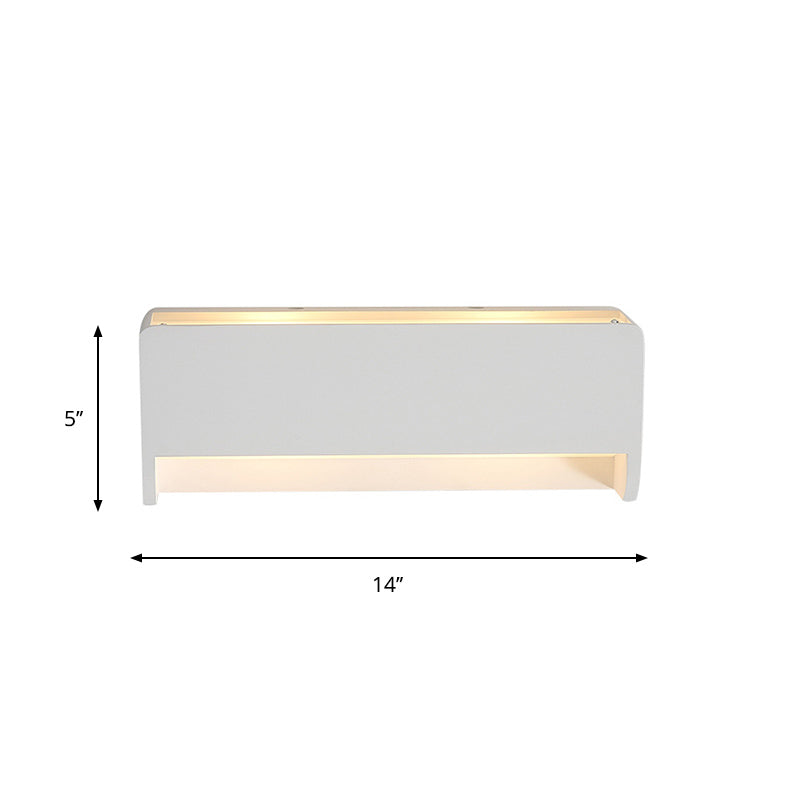 Modern Led Wall Sconce Lamp - White Finish Bedside Lighting With Rectangle Gypsum Shade
