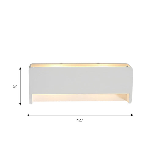 Modern Led Wall Sconce Lamp - White Finish Bedside Lighting With Rectangle Gypsum Shade