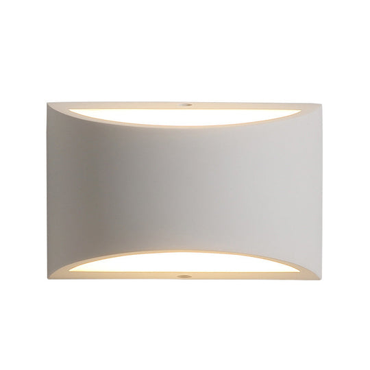 Modern Gypsum Half-Oval Sconce Lamp: 1-Light Led Wall Mounted Light For Bedroom In White