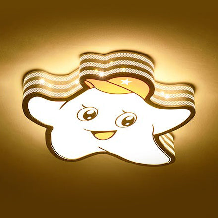 Kid’s White Star Acrylic Flush Mount Ceiling Light Fixture