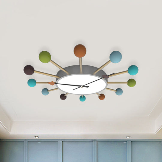 Nordic Led Flush Mounted Ceiling Light With Acrylic Wood Lollipop Decor For Bedroom