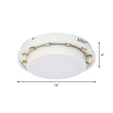 White Led Flush Mount Lamp With Modern Metallic Finish & Wooden Star Deco