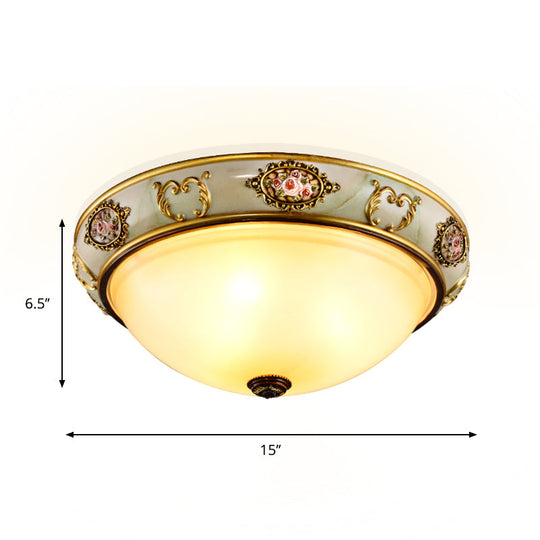 Opal Glass Brass Flush Mount Light With Rural Charm For Bedroom Ceiling