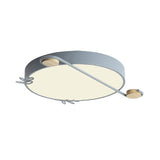 Geometric Led Ceiling Light In Nordic Style With Sprig Decor - Grey/White/Black-Wood For Living Room
