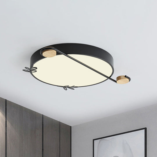 Geometric Led Ceiling Light In Nordic Style With Sprig Decor - Grey/White/Black - Wood For Living
