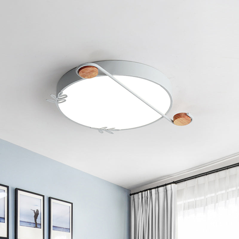 Geometric Led Ceiling Light In Nordic Style With Sprig Decor - Grey/White/Black - Wood For Living